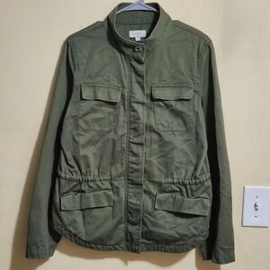 Loft Olive Green Utility Jacket Womens Military‎ Anorak Drawstring Waist Large